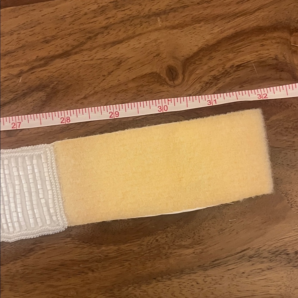 Vintage 80s White Beaded Waist Belt - Picture 3 of 3